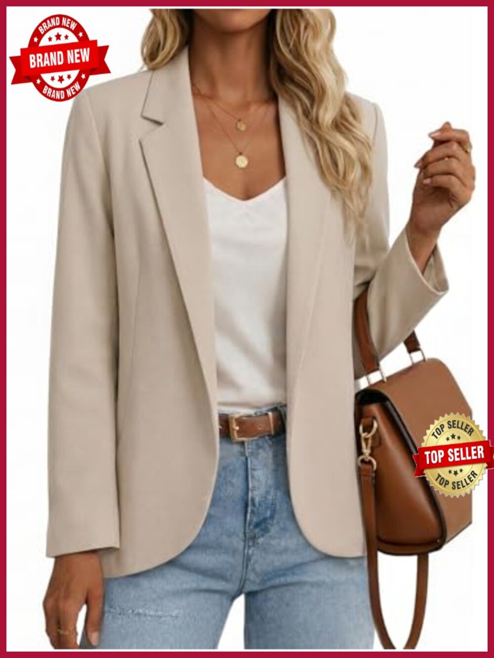 Women's Open Front Blazer Lightweight Work Casual Lined Jacket